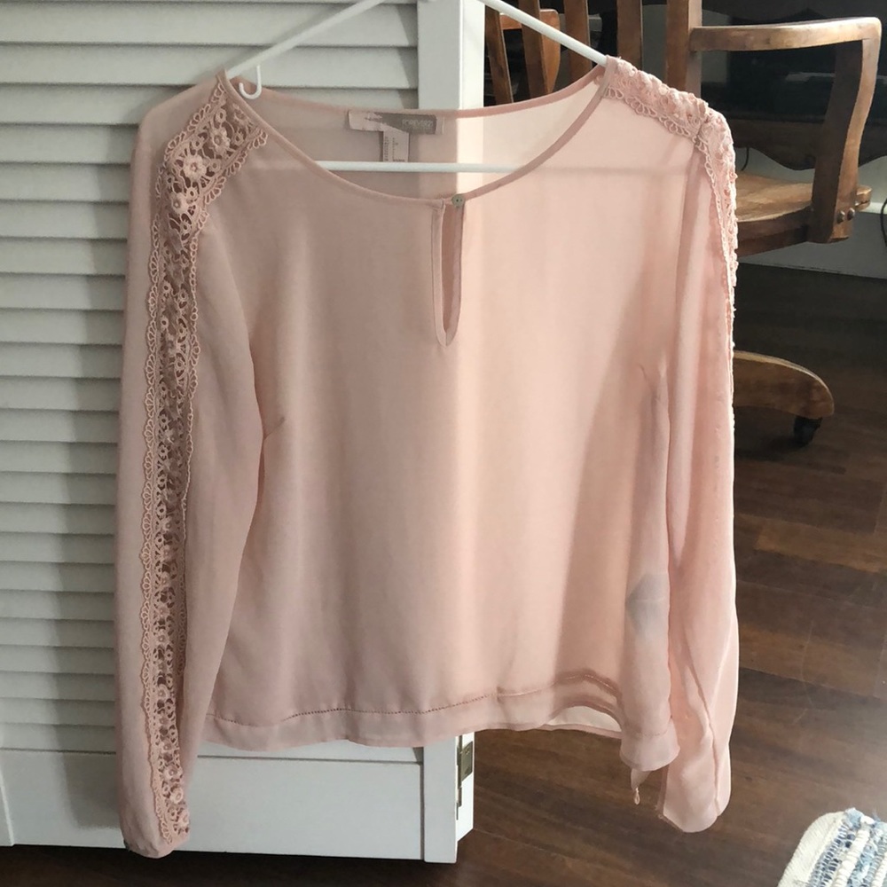 Forever 21 Pink Sheer Long Sleeve